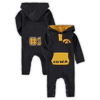 Colosseum Babies' Newborn And Infant Boys And Girls  Black Iowa Hawkeyes Henry Pocketed Hoodie Romper