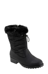 Trotters Bryce Faux Fur Trim Winter Boot In Black Tumbled