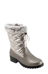Trotters Bryce Faux Fur Trim Winter Boot In Grey Tumbled