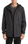 Rains Waterproof Hooded Fishtail Rain Jacket In Black