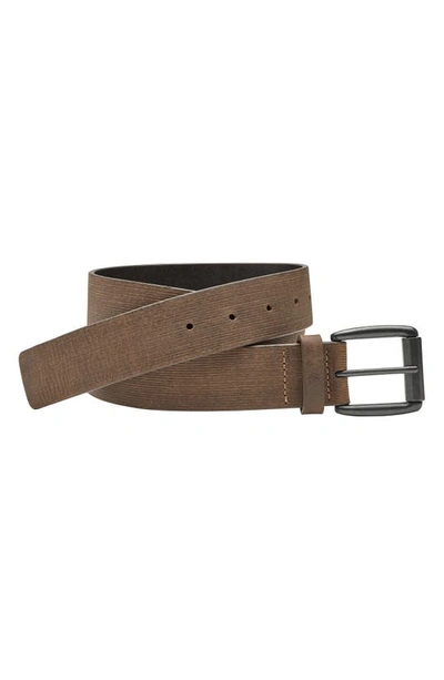 Johnston & Murphy Scored Leather Belt In Brown Oiled