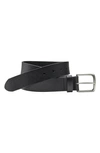 Johnston & Murphy Tumbled Leather Belt In Black