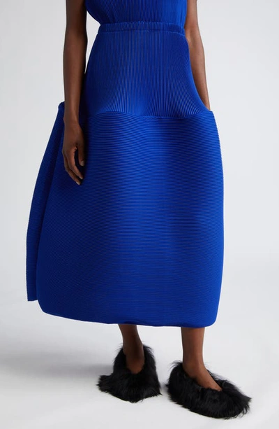 Melitta Baumeister Ripple Pleated A-line Skirt In Blue