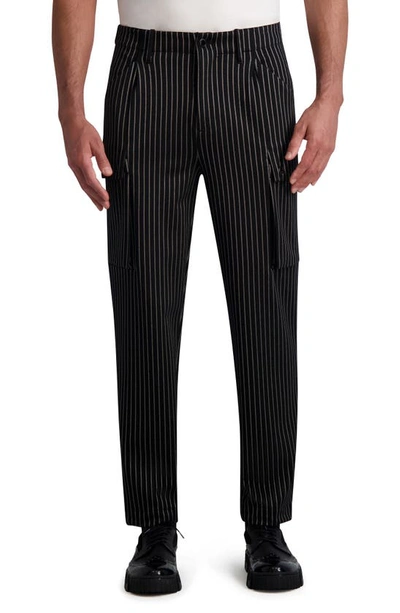 Karl Lagerfeld Stripe Cargo Pants In Black