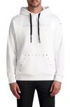 Karl Lagerfeld Oversize Studded Organic Cotton Graphic Hoodie In White