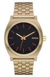 Nixon The Time Teller Watch, 37mm In Yellow Gold / Black / Red