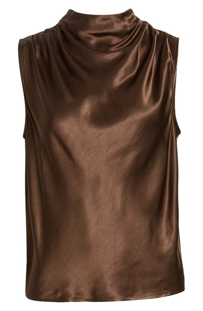 Rails Kaleen Funnel Neck Satin Top In Moss