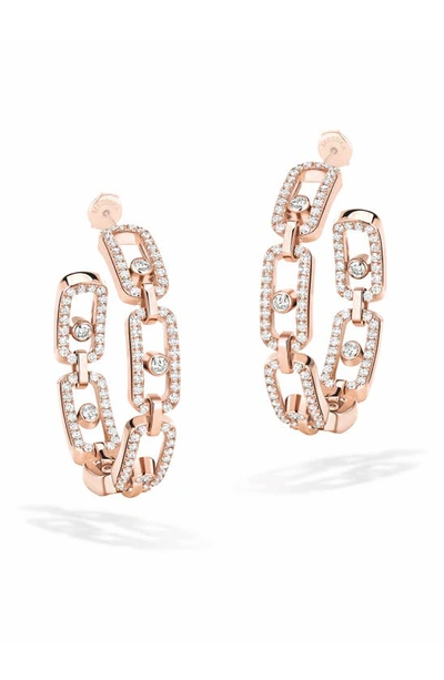 Messika Small Move Link Diamond Hoop Earrings In Pink Gold