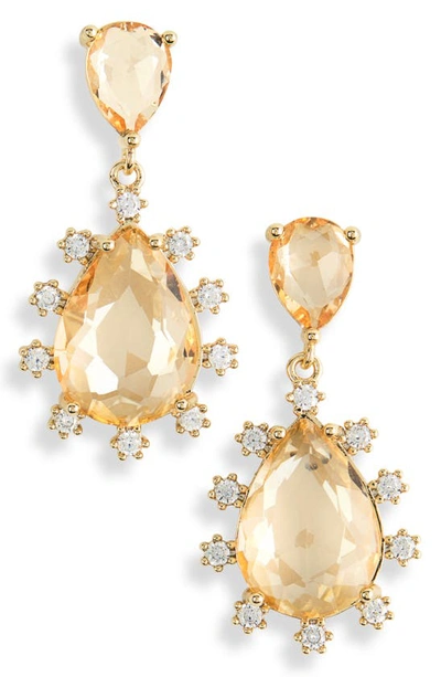 Nordstrom Crystal Drop Earrings In Champagne- Gold