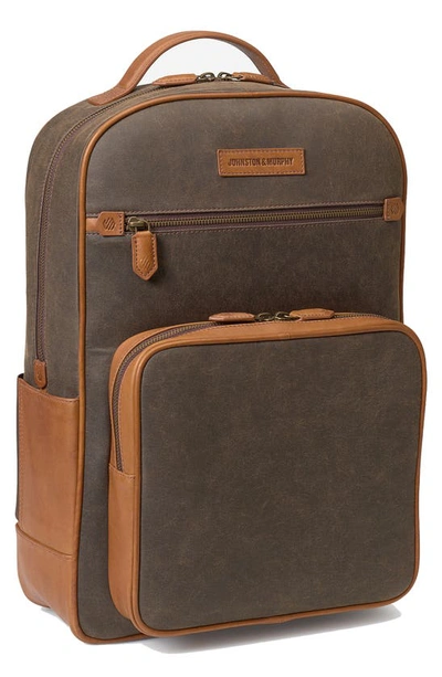 Johnston & Murphy Rhodes Cotton Canvas & Leather Backpack In Brown Antique Cotton,tan Full
