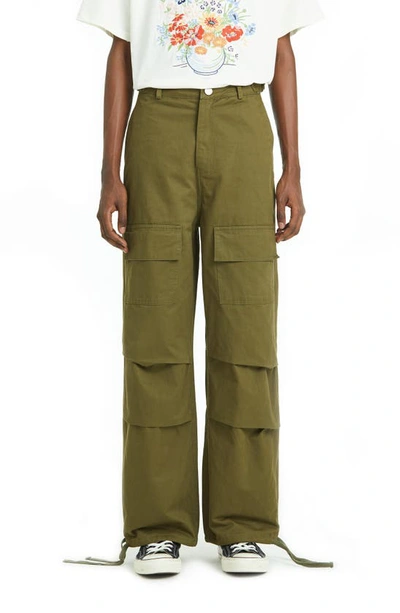 Profound Twill Cargo Pants In Olive