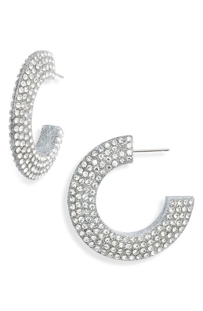 Nordstrom Encrusted Sparkle Hoop Earrings In Clear- Silver