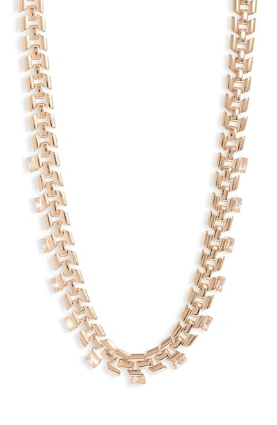 Nordstrom Chunky Geometric Cubic Zirconia Chain Necklace In Clear- Gold