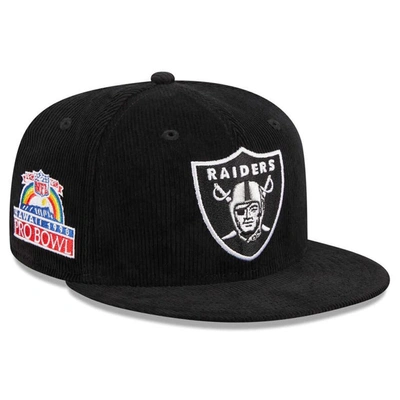 New Era Black Las Vegas Raiders Throwback Cord 59fifty Fitted Hat