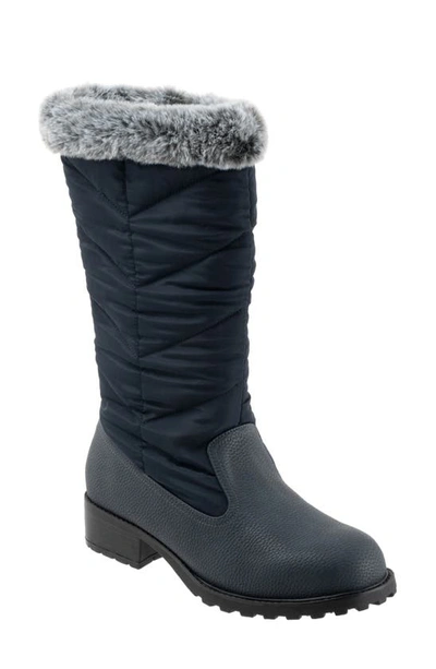 Trotters Benji 3.0 Faux Fur Water Resistant Boot In Navy