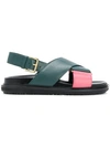 Marni Fussbett Crossover-strap Leather Sandals In Zl515