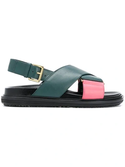 Marni Fussbett Crossover-strap Leather Sandals In Zl515