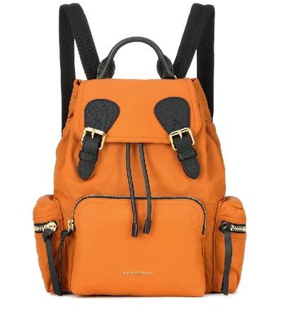 Burberry The Medium Leather-trimmed Backpack In Orange
