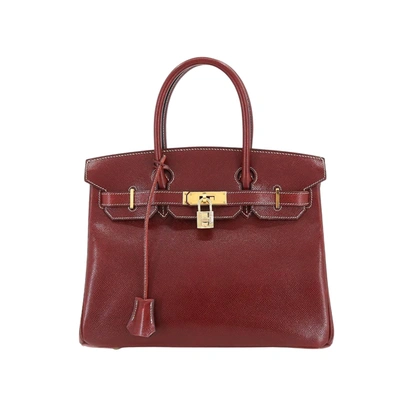 Hermes Hermès Birkin Burgundy Leather Handbag ()