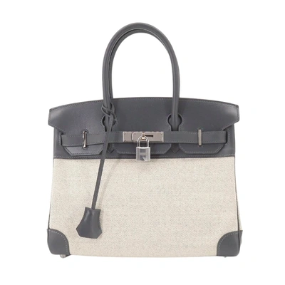 Hermes Hermès Birkin Grey Canvas Handbag ()