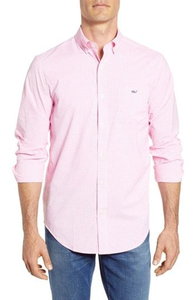 Vineyard Vines Grand Cay Tucker Regular Fit Gingham Performance Sport Shirt In Pink