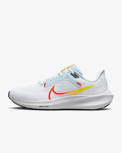 Nike Women's Pegasus 40 Road Running Shoes In White/blue Tint/laser Orange/picante Red In Multi