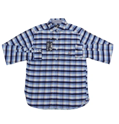 Psycho Bunny Men's Long Sleeve Flannel Sport Shirt In Carolina/navy In Multi