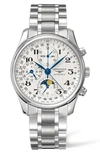 Longines Master Automatic Chronograph Bracelet Watch, 40mm In Silver