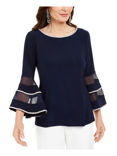 Msk Womens Embellished Illusion Top In Blue