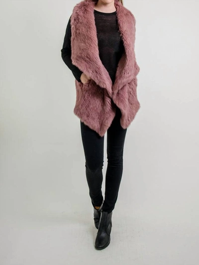 Love Token Chloe Genuine Rabbit Fur Vest In Rose In Multi