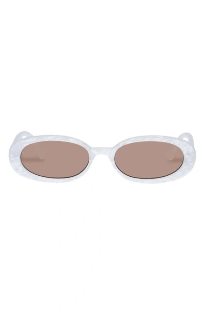 Le Specs Outta Love 51mm Oval Sunglasses In White Marble