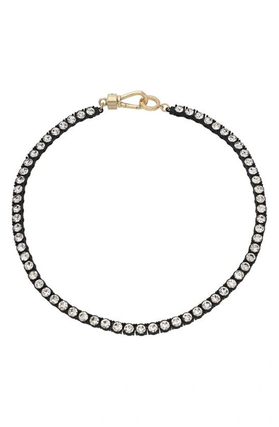 Allsaints Crystal Tennis Necklace In Black/warm Brass