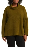 Eileen Fisher Cowl Neck Organic Cotton Sweater In Serpentine