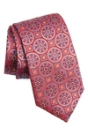 Canali Medallion Silk Tie In Bright Red