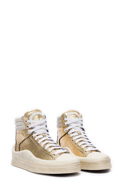 p448 metallic high top sneaker
