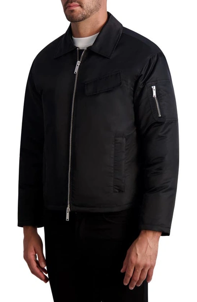 Karl Lagerfeld Crop Down Shirt Jacket In Black