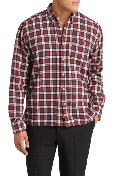 Forét Hornet Plaid Organic Cotton Flannel Button-down Shirt In Red Ochre