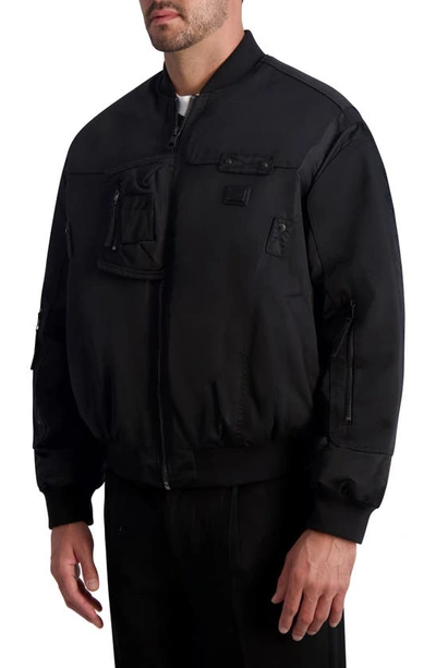 Karl Lagerfeld Nylon Down Bomber Jacket In Black