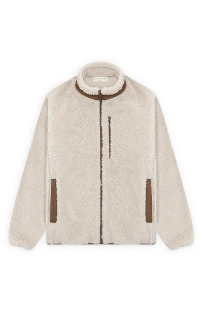 Museum Of Peace And Quiet Faux Shearling Zip Jacket In Bone/ Clay