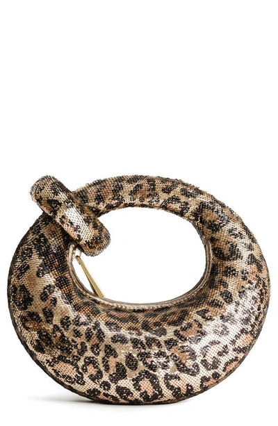 Jw Pei Mini Abacus Rhinestone Top Handle Bag In Leopard Print