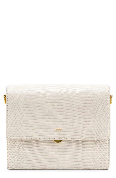 Jw Pei Mini Flap Croc Embossed Faux Leather Crossbody Bag In Ivory Lizard