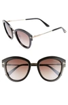 Tom Ford Mia 55mm Cat Eye Sunglasses - Dark Havana/ Brown Mirror