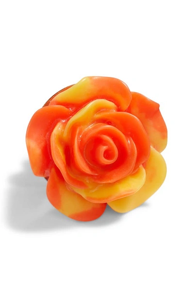 Clifton Wilson Floral Tie Dye Lapel Pin In Orange