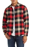 Schott Buffalo Check Flannel Long Sleeve Button-up Shirt In Black/ Red