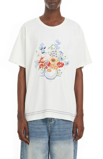 Profound Bouquet Flower Embroidered Oversize T-shirt In White