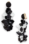Oscar De La Renta Climbing Flower Drop Earrings In Black/ White