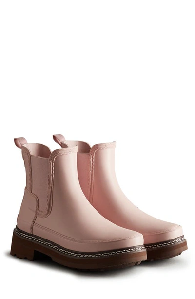 Hunter Refined Stitch Waterproof Chelsea Boot In Azalea Pink