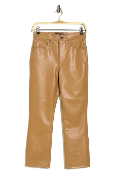 Veronica Beard Carly Faux Leather Crop Straight Leg Pants In Cognac