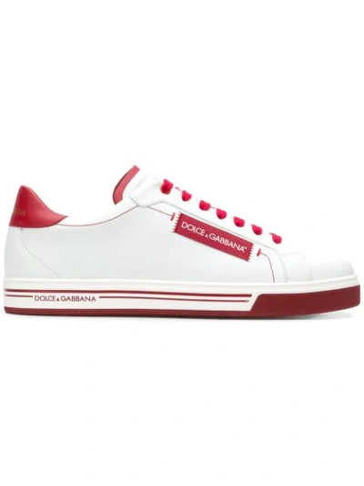 Dolce & Gabbana Roma Sneakers In Printed Calfskin Nappa In White