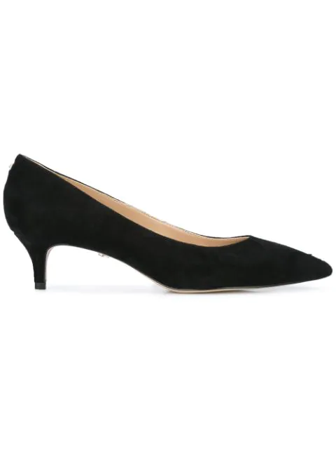black suede kitten heel shoes